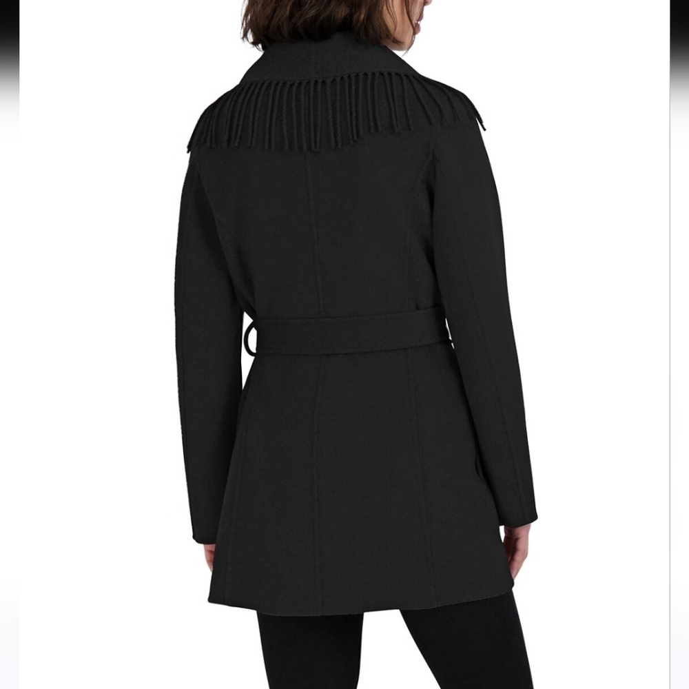 NWT TAHARI | $350 Fringed Front Tie Coat - Picture 3 of 6